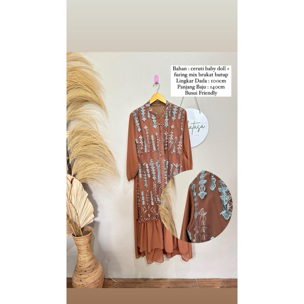 Gamis Ceruti brukat butup coklat