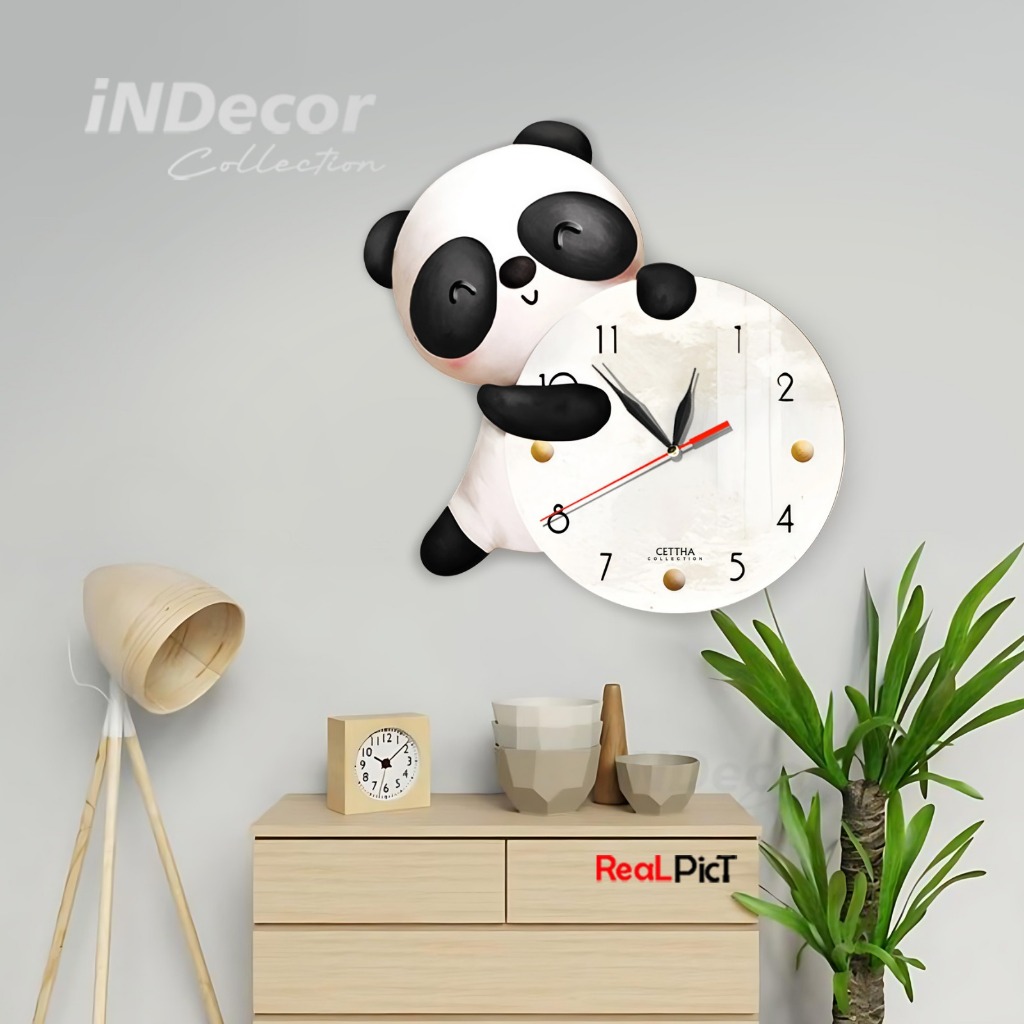 JAM DINDING UNIK KARAKTER PANDA / JAM DINDING KARAKTER LUCU / HIASAN DINDING KAMAR PANDA