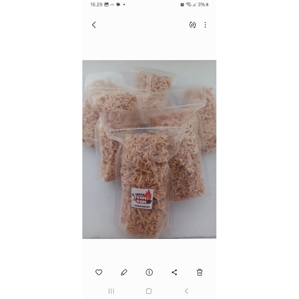 

Mie kriuk asin 120gr, Mie kremes asin
