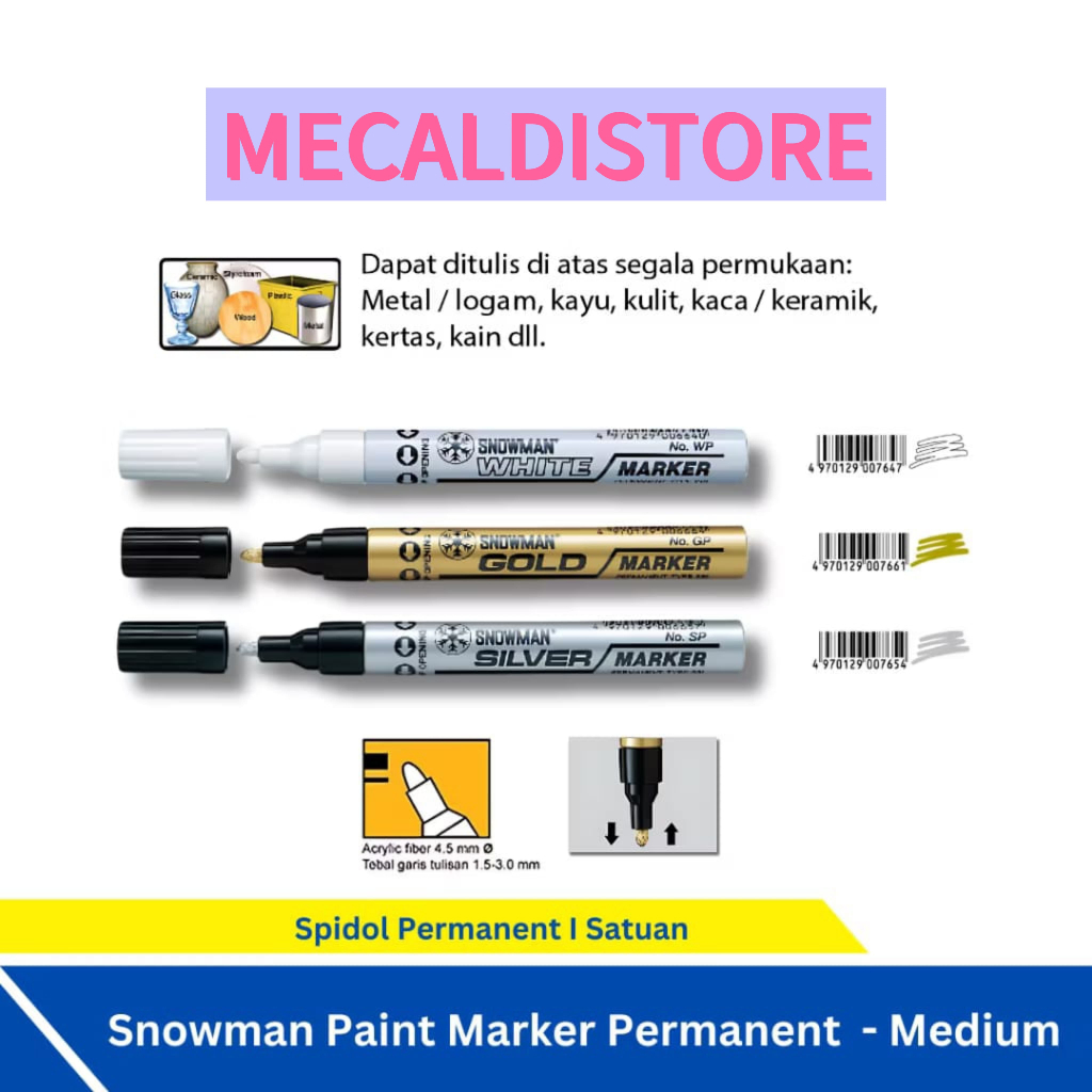 

(1 PCS) SPIDOL PERMANENT PAINT MARKER BESAR MEDIUM TIP SPIDOL SNOWMAN