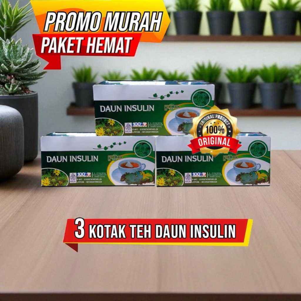 

(PAKET HEMAT DAPAT 3 PCS) TEH CELUP DAUN INSULIN Teh herbal alami menurunkan diabetes/gula darah best seller & asli