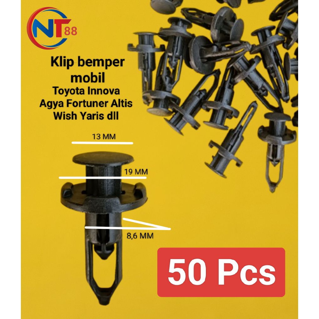 (50 Pcs) Klip Bemper Mobil Toyota Innova Altis Fortuner Wish Agya Yaris dll klip Bemper Mobil Kancin