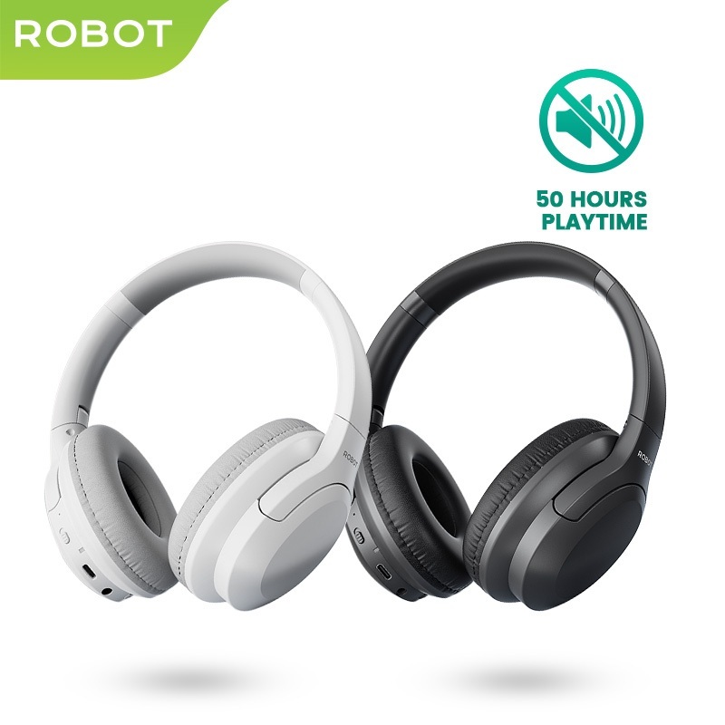 ROBOT Headphone 50 Hours with Bluetooth 5.3 With Dual EQ Bass Headset Spirit H20 Original - Garansi 