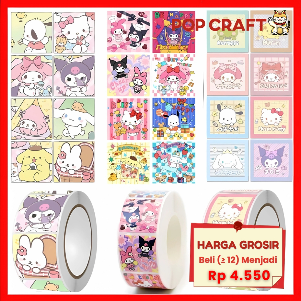 

PC Stiker Roll Label Lucu Karakter Isi 500 Lembar Motif Cartoon Untuk Tempel di Box Packaging Stiker