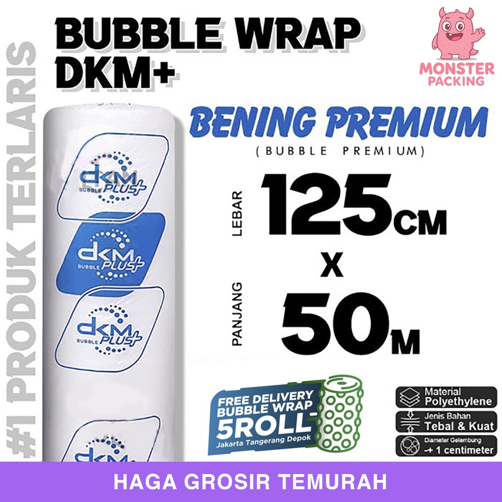 

Plastik Bubble Wrap 125cm x 50m BENING PREMIUM DKM PLUS TERMURAH / ROLL