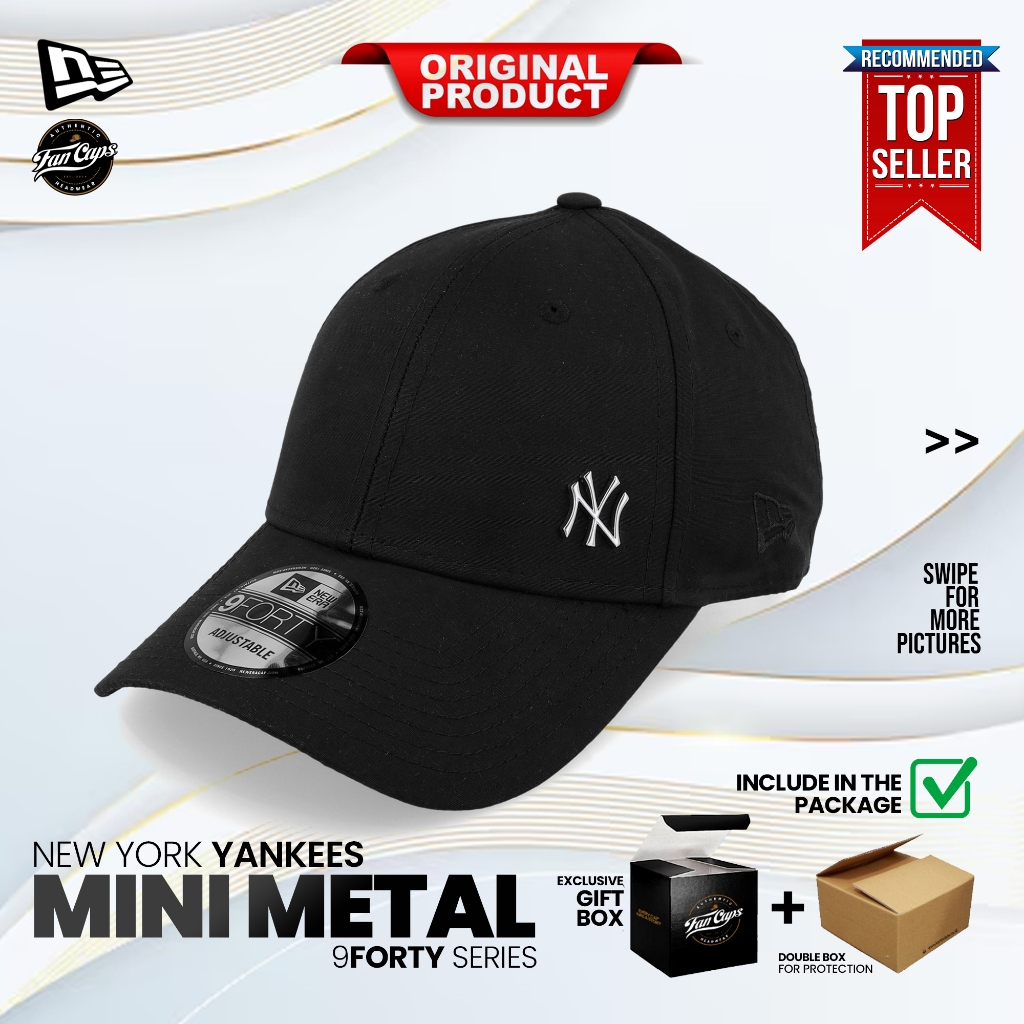 Topi New Era Original New York Yankees Flawless warna Hitam & Beige 9FORTY | FREE GIFT BOX