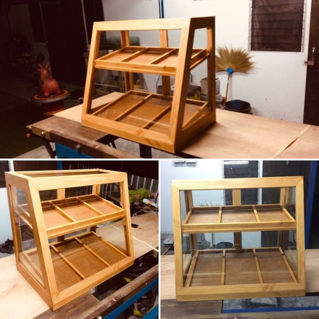 Childwoods728 - Etalase jualan kue dari kayu & kaca, akrilik dengan packing kayu