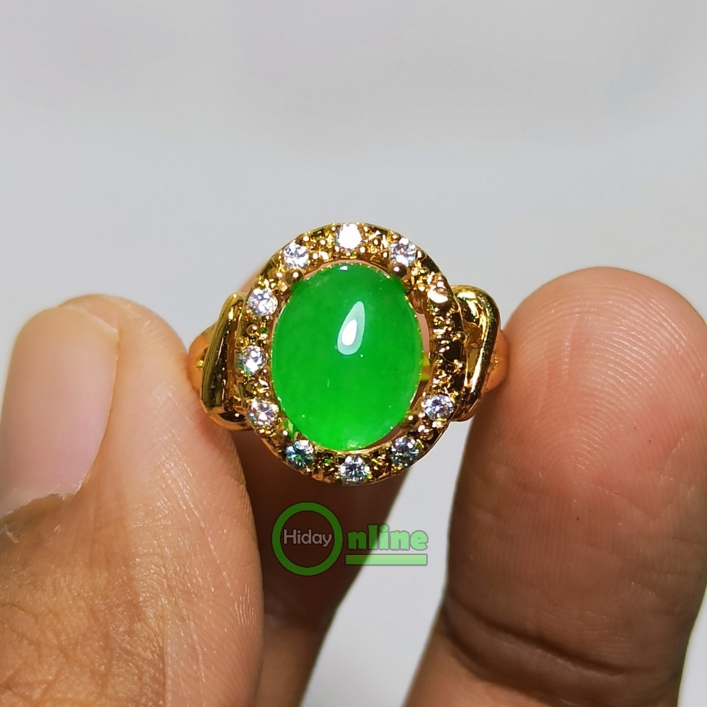 CINCIN BATU AKIK GIOK HIJAU NATURAL RING CEWEK LADIES MEWAH