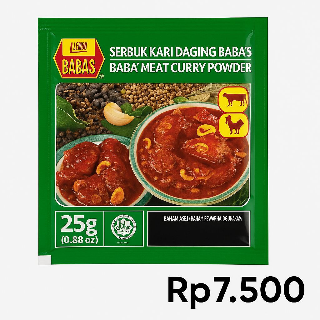 

BABA’S Meat Curry Powder 25g – Bumbu Kari Daging India Asli