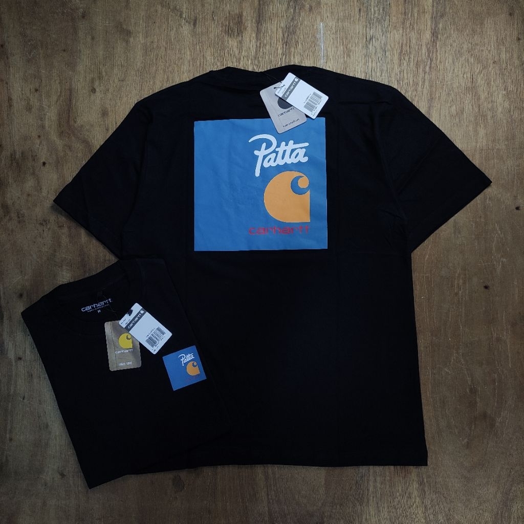 KAOS OVERSIZE CARHARTT COLABORATION X PATTA SKATEBOARDING SERIES PRINTED BLACK TEES BESTSELLER