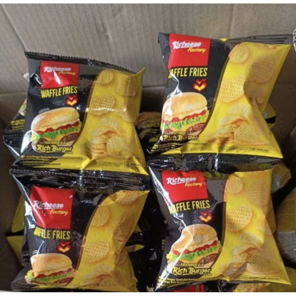 

SNACK KENTANG WAFFLE RICHEESE 1 RENTENG ISI 10 BUNGKUS/ WAFFLE FRIES/WAFFLE LVL 0