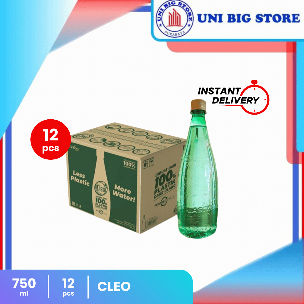 

Cleo Air Murni Eco Green 750ml 12 pcs DUS Air Minum Botol Hijau