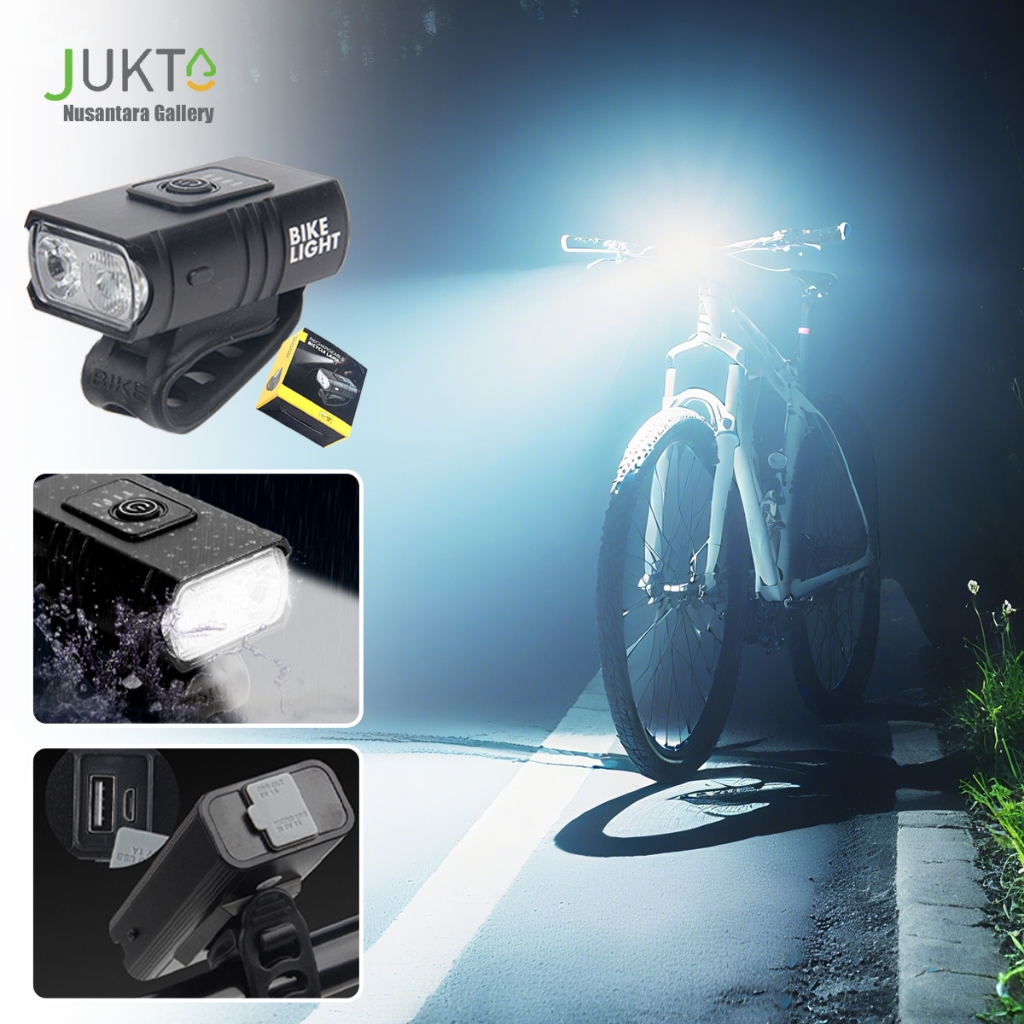 JUKTA [COD] Lampu Depan Sepeda Super Terang | Lampu Sepeda LED Cas USB Rechargeable untuk Gunung MTB