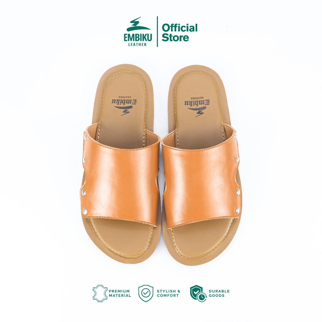 Sandal Kulit Pria - Sandal Kulit Garut - Sandal Slop Pria Kulit Sapi Asli