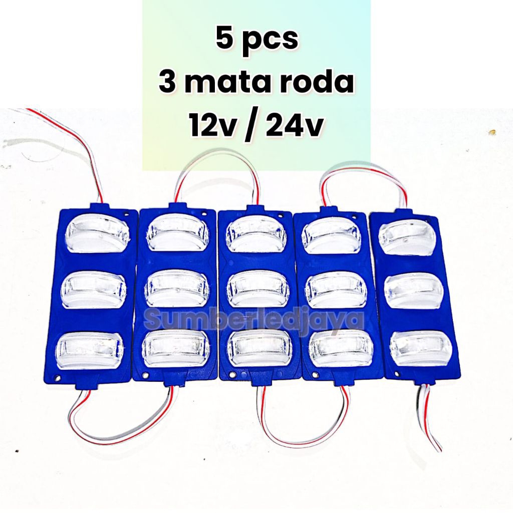 5 pcs lampu LED 3 mata roda terang lampu kolong variasi truk bus motor mobil LED variasi