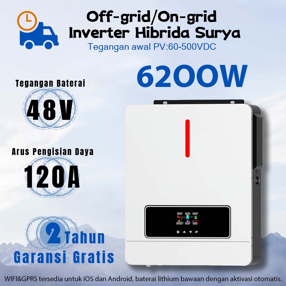 Solstellar 6.2KW Hybrid Solar Inverter Hybrid Grid Tie MPPT Hybrid Inverter 48V 500VDC Off-Grid / Gr