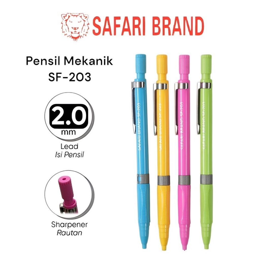 

Pensil Mekanik 2.0 mm Safari Brand SF-203 Warna Warni