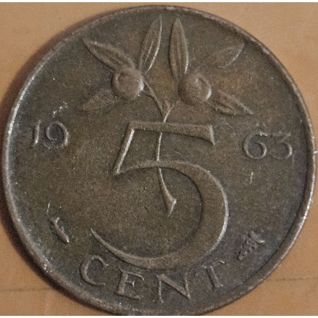 Koin Asing Negara Belanda Beatrix 5 cent gulden 1954 kondisi utuh dijamin original 100%
