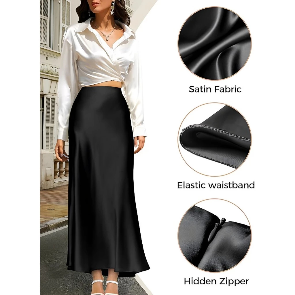 ATIFA - Rok Turun Harga Duyung Korean Style Silk Maxi - Rok Satin Silk Premium Marmaid skirt