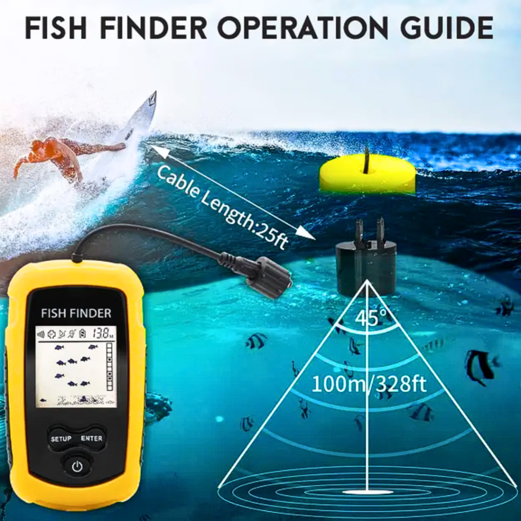 COD Gps Alat Pelacak Ikan Pintar di laut Sonar Fish Finder Cable Display kedalaman 100 meter TL8