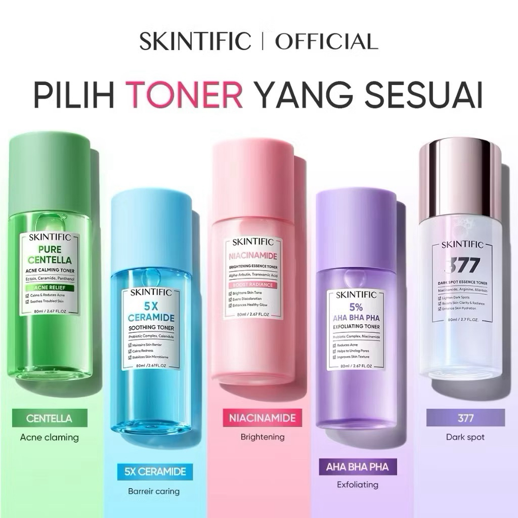 SKINTIFIC 5X Ceramide Soothing Toner 80ml Cica Soothing Essence Toner Ori Facial Toner Wajah Daily Clarifying