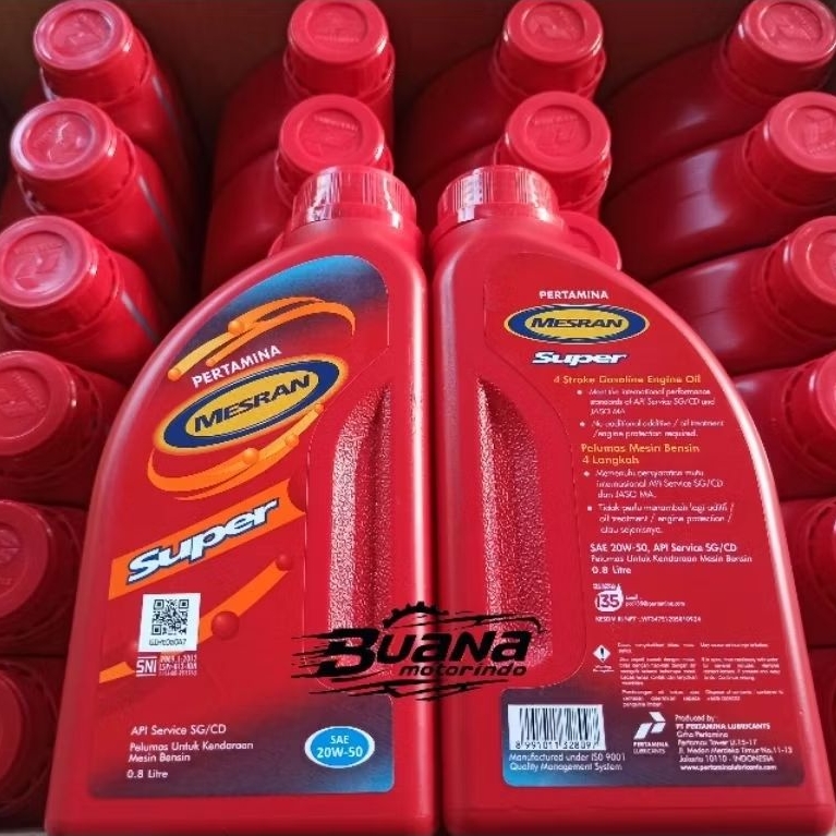 Oli Mesran Super SAE 20W-50 800ml Oli Pertamina Mesran Super 0.8L ( 1 DUS )