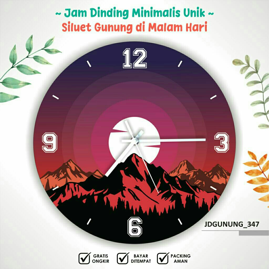 JAM DINDING JAM MEJA UNIK ( BAHAN KAYU MDF ) - SILUET GUNUNG