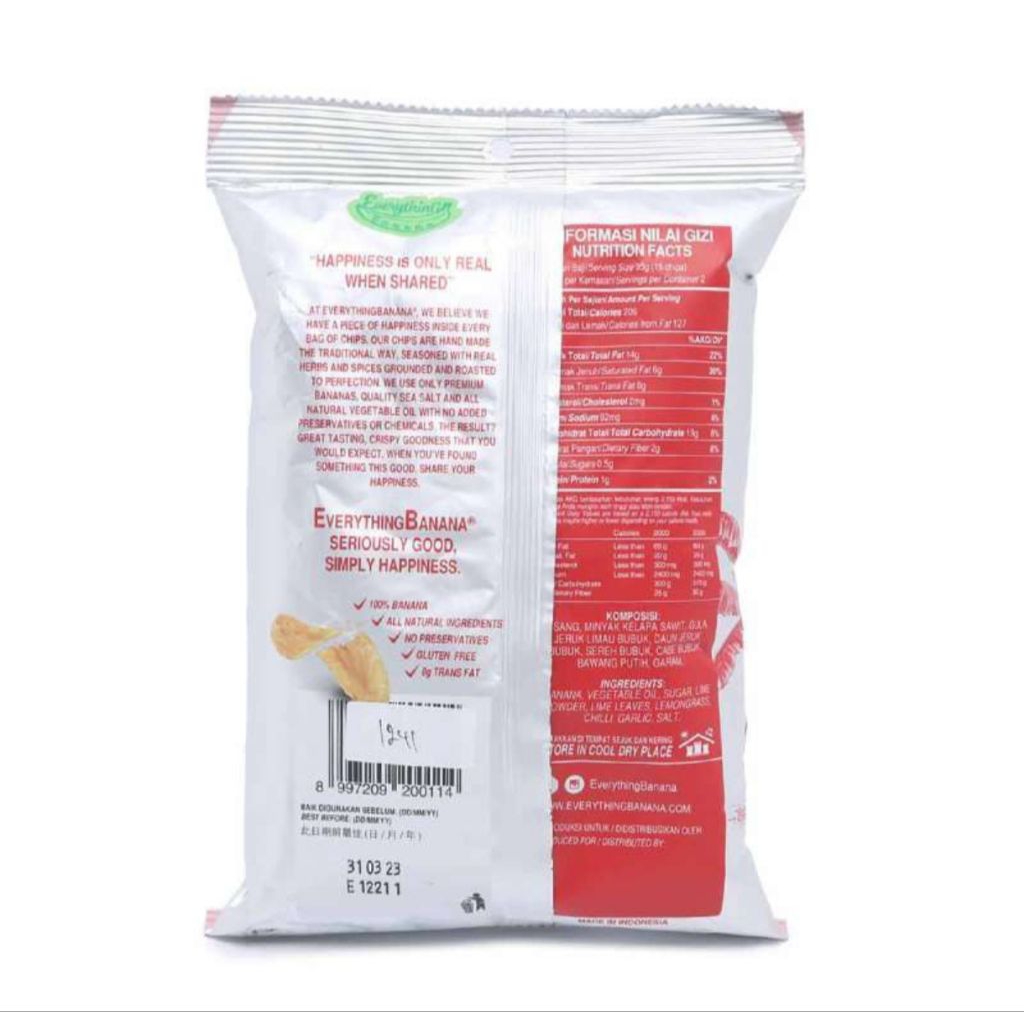 

EVERYTHING BANANA CHIPS CHILLI LIME [70 G]