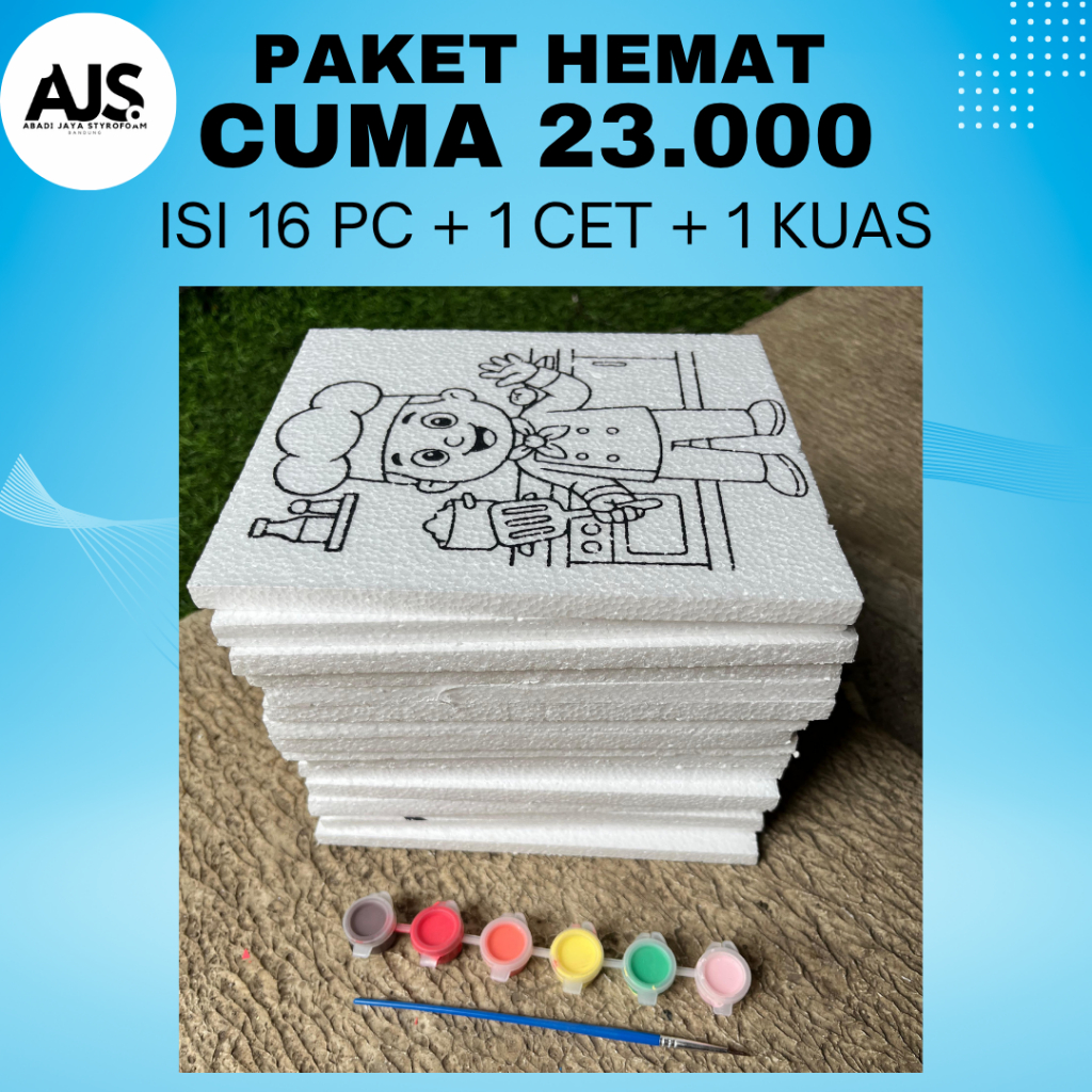 

Styrofoam Lukis Mini | Isi 16 Pcs + 1 Cat + 1 Kuas | Kreasi Anak