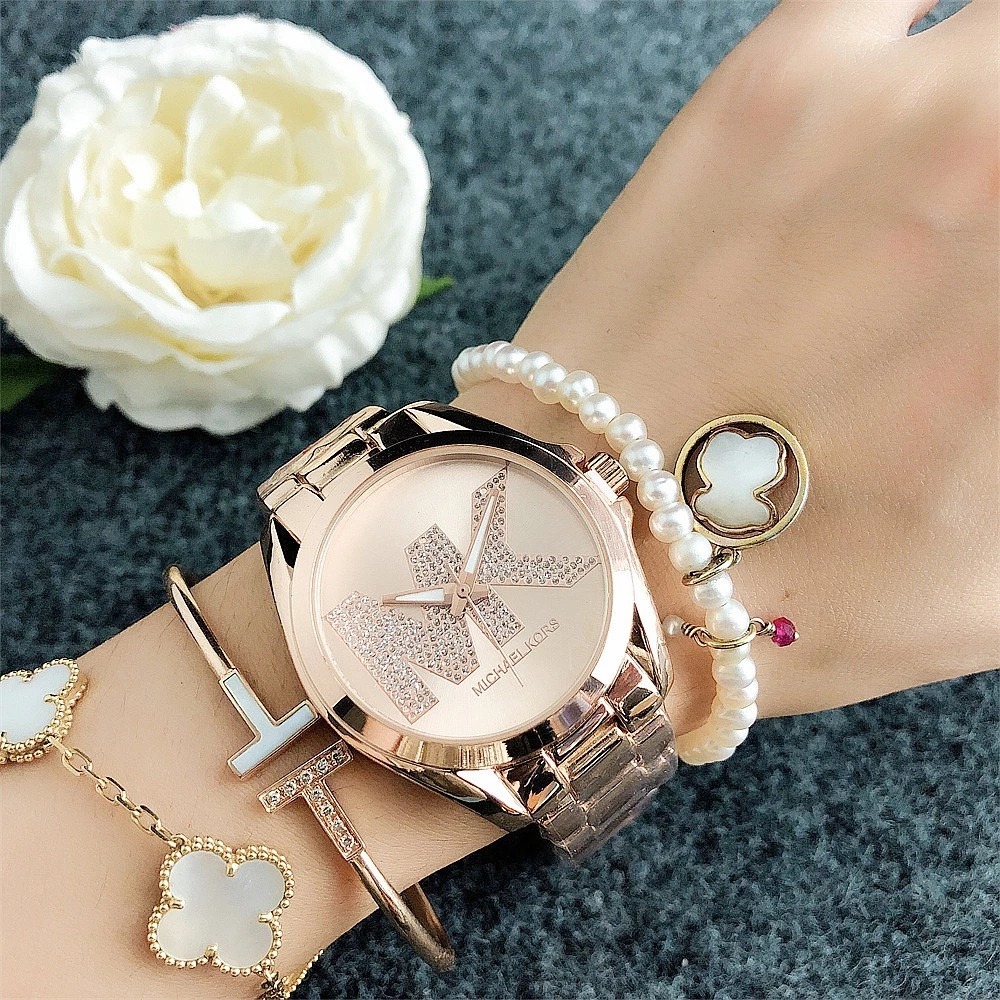 Jam Tangan Wanita Rantai Stanlist MK Premium Diameter 37mm + Box / Jam Tangan MK Original Wanita 100