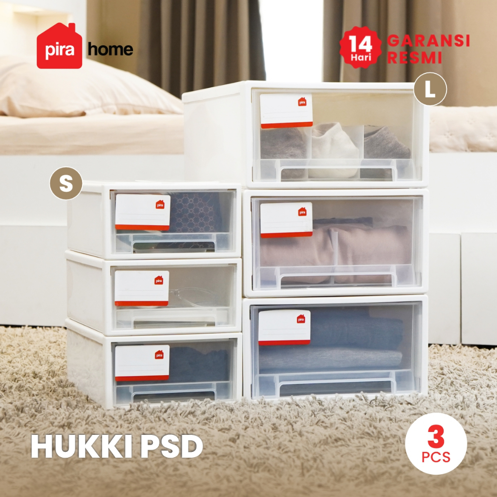 PIRA - HUKKI PSD Kotak Penyimpanan Serbaguna / Box Plastik / Laci Susun Plastik [3pl]