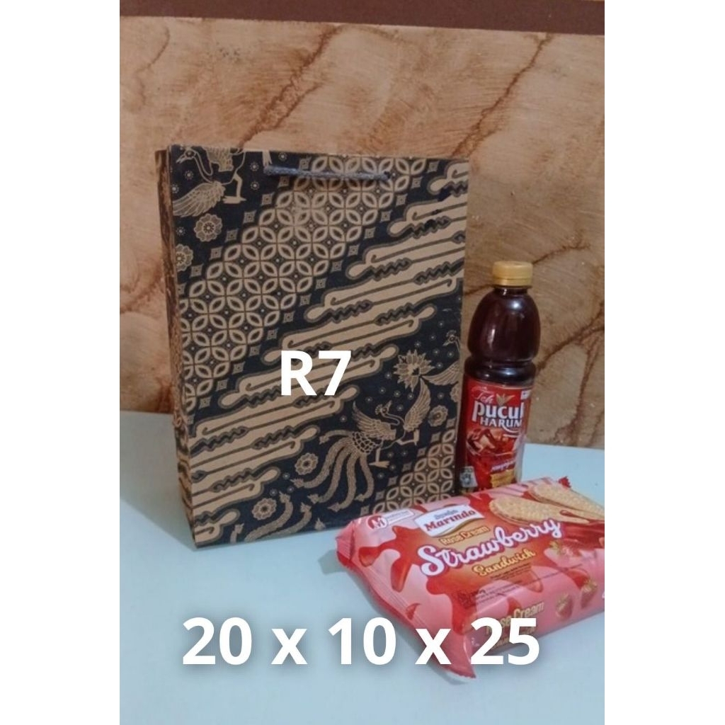 (1pak) Tas kertas R7 Batik,hitam,coklat/ tas kertas 20x25/ tas kertas Wafer aqua