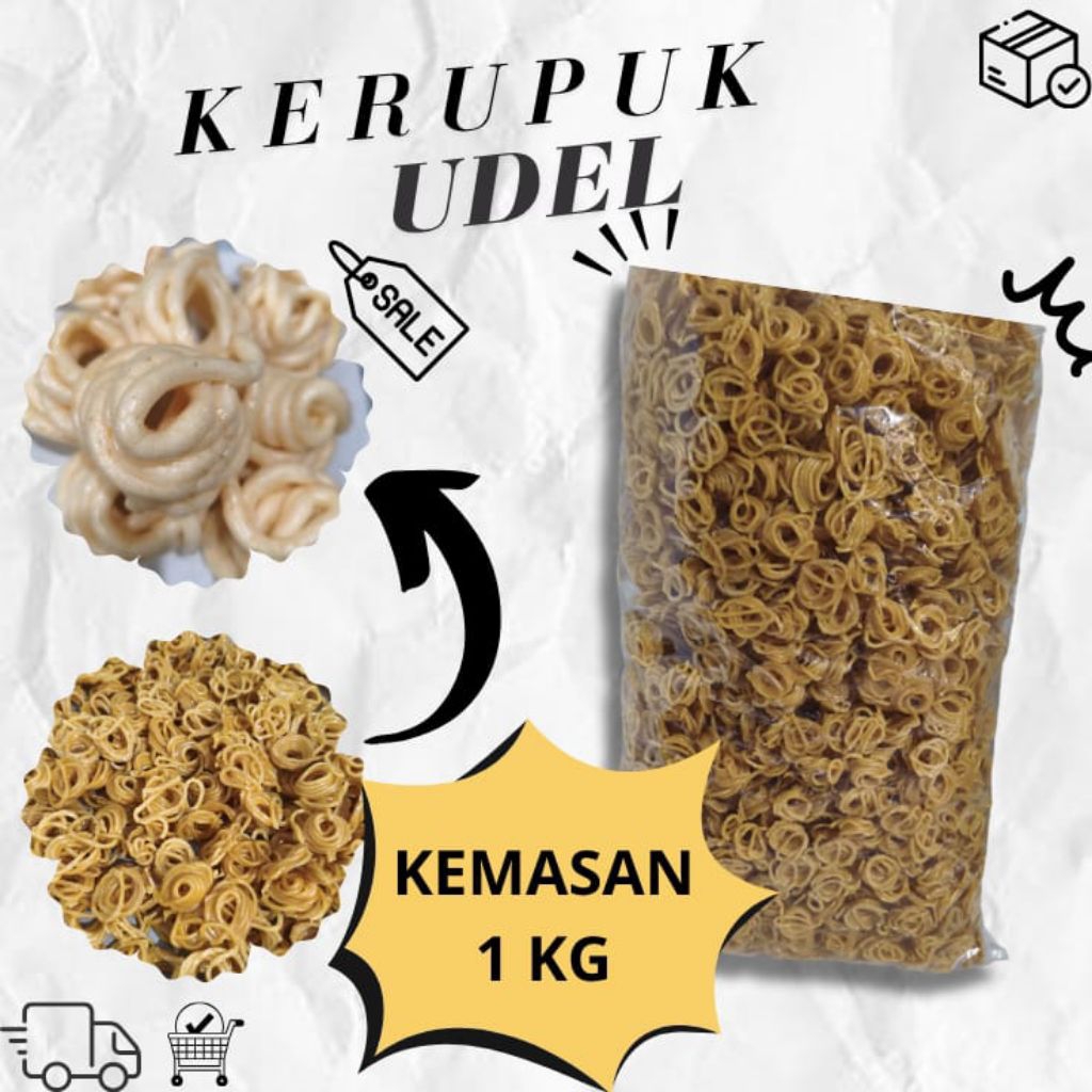 KERUPUK UDEL kemasan 1Kg.Kerupuk udel gurih renyah rasa bawang kemasan 1kg
