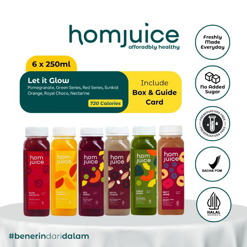 

Homjuice - Let it Glow 6 x 250 ml (Cold-Pressed Juice/Jus/Detox)