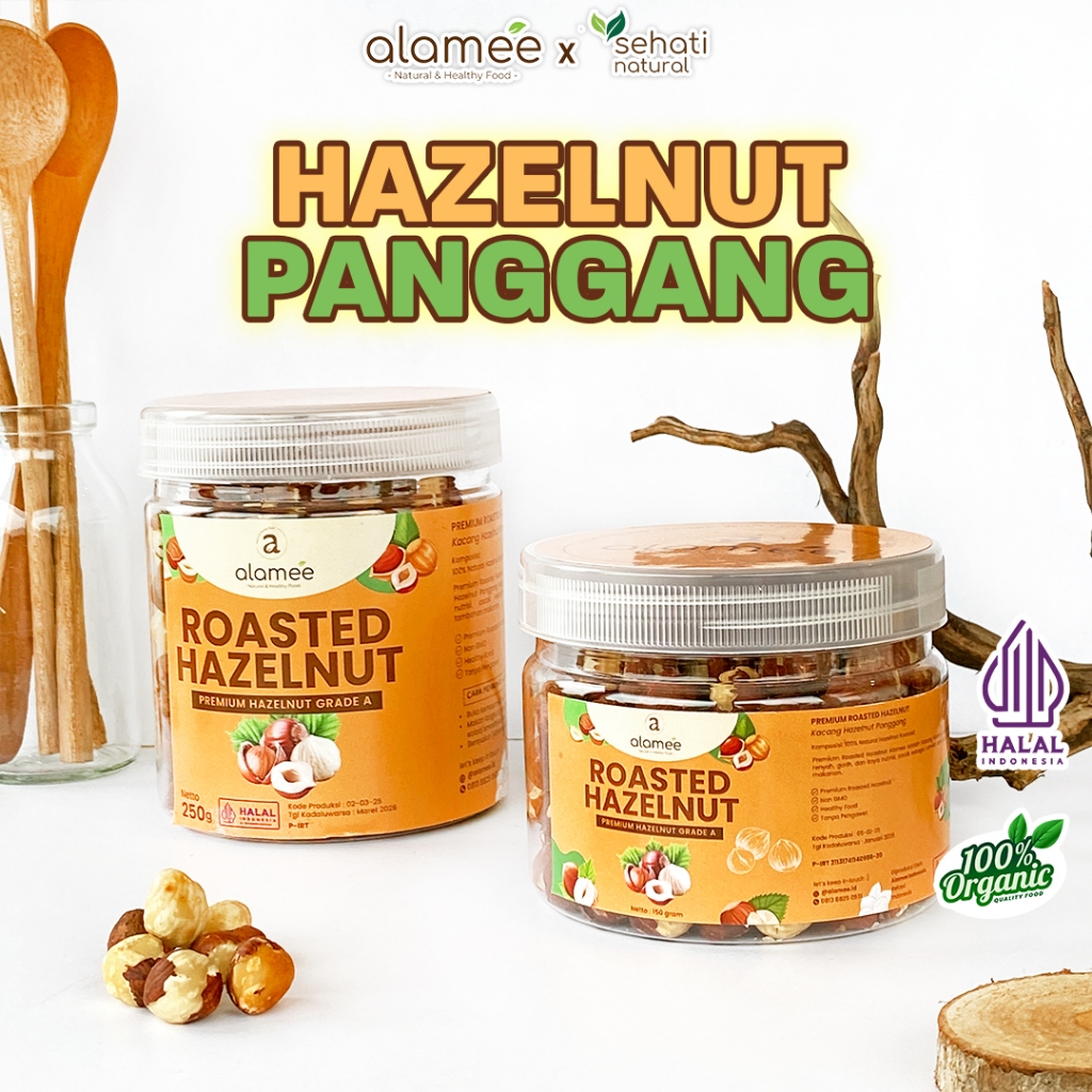 

ALAMEE Kacang Hazelnut Panggang Hazelnut Roasted Cemilan Sehat Rendah Kalori Kacang Kemiri 250gr
