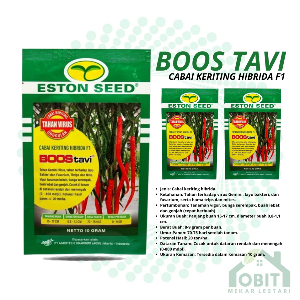 ORIGINAL BOOS TAVI ED MARET 2027dan SAN TAVI - Benih biji bibit Cabai cabe Keriting Hibrida Anti Vir