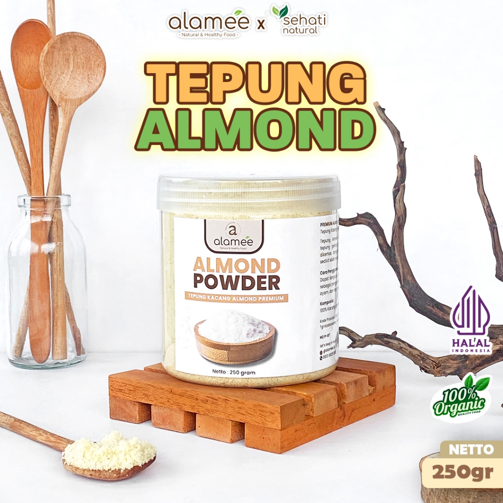 

ALAMEE Tepung Almond PREMIUM Bubuk Almond Powder Almond Flour Tanpa Campuran Gluten FREE 250gr
