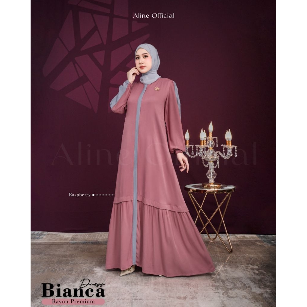 Aline Bianca Dress / Gamis Rayon Polos