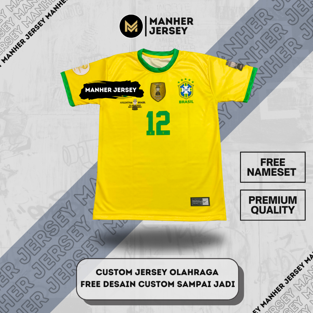 JERSEY BRAZIL 2021 FINAL COPA AMERIKA FULL PRINTING