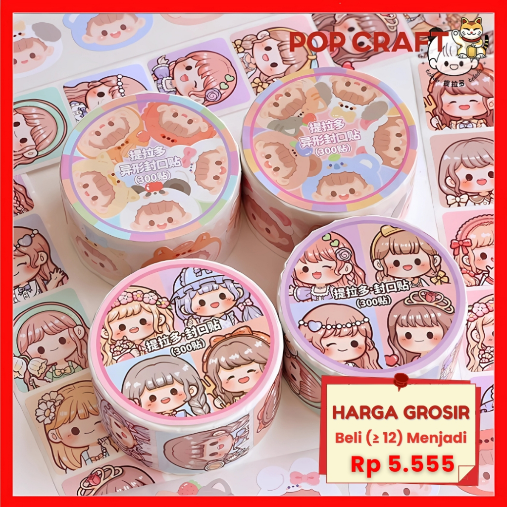 

PC 300 pcs Stiker Roll Label Lucu Cantik Dekorasi Dinding Dekorasi Case HP Dekor Dodogirl TLD138