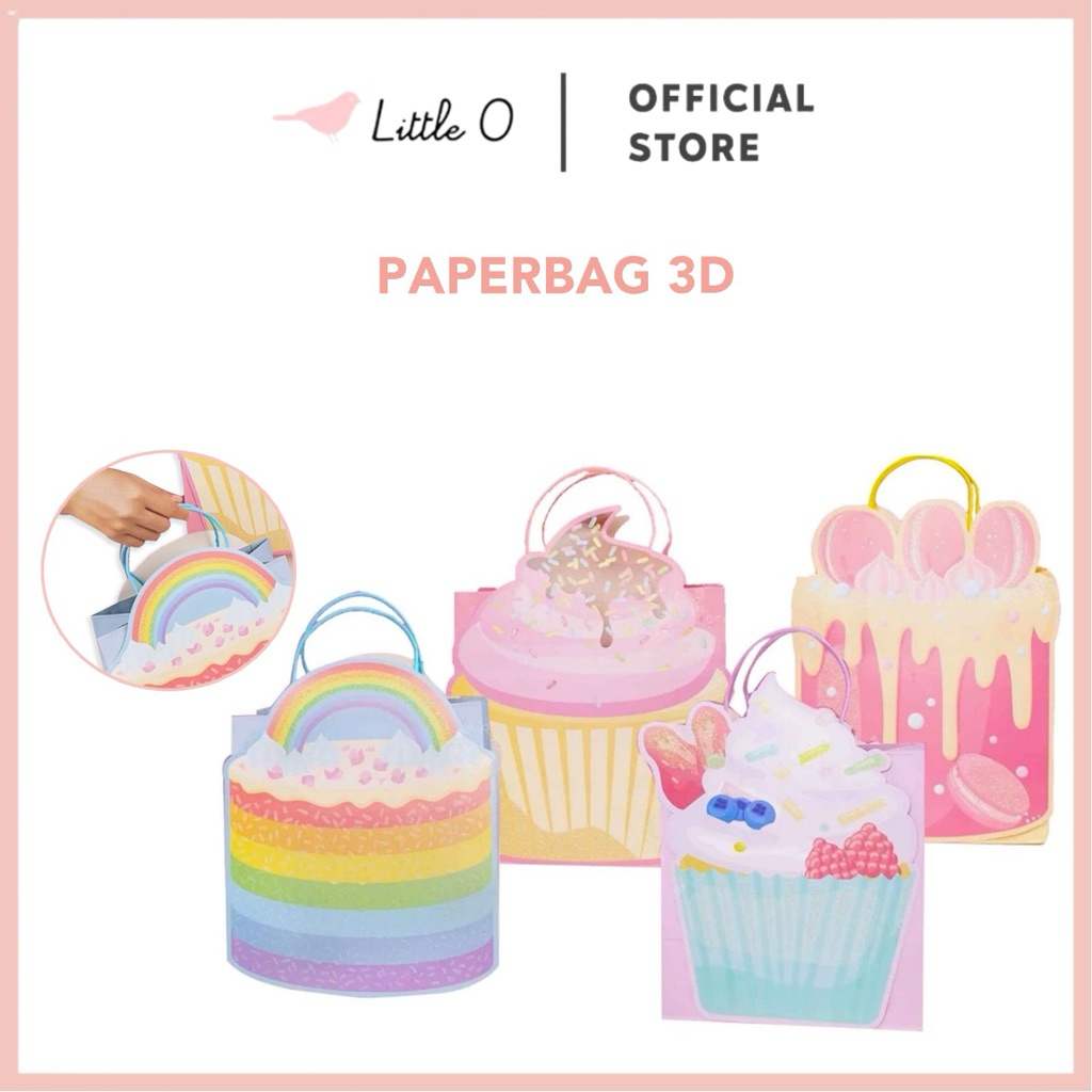 

LITTLE O Paperbag 3D Surprice Ulang Tahun Happy Birthday Karton Craft Tebal Glittery Hologram Bungkus Kado Asthetic