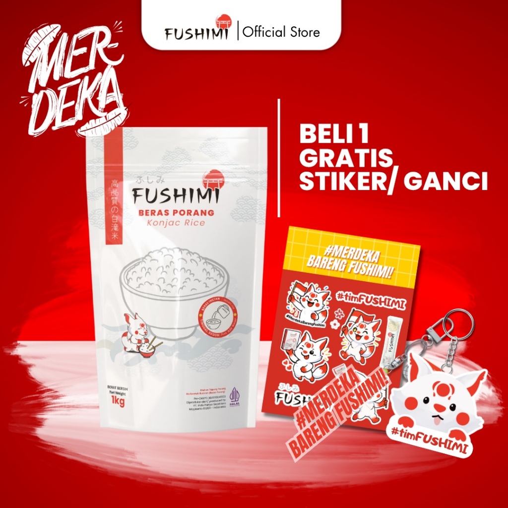 

(FREE 3 SACHET 40GR) FUSHIMI BERAS PORANG MURAH kemsan Pouch1 kg - Shirataki / Konjac Rice