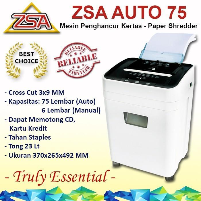 ZSA Auto 75 Penghancur Kertas, Shredder Auto 75 Lembar