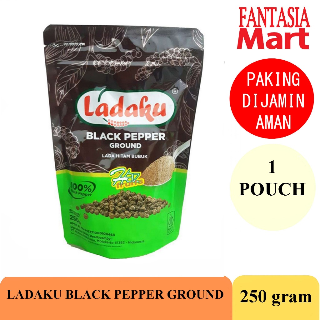 

LADAKU BLACK PEPPER BUBUK MERICA HITAM 250 GRAM DUS 1 POUCH FUN CORNER DENGAN PAKING AMAN