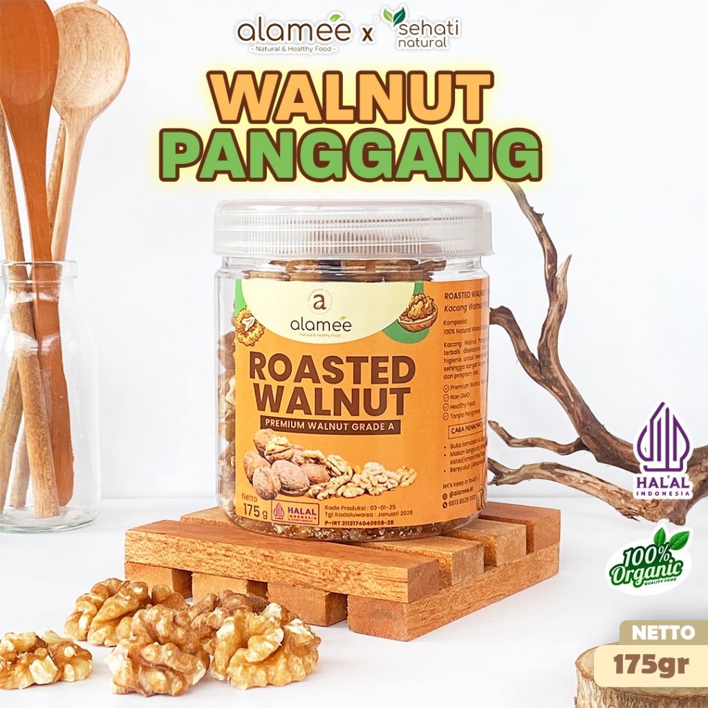 

Roasted Walnut Premium Organic Organik Kacang Panggang Oven Matang Roasted Cemilan Sehat Alami