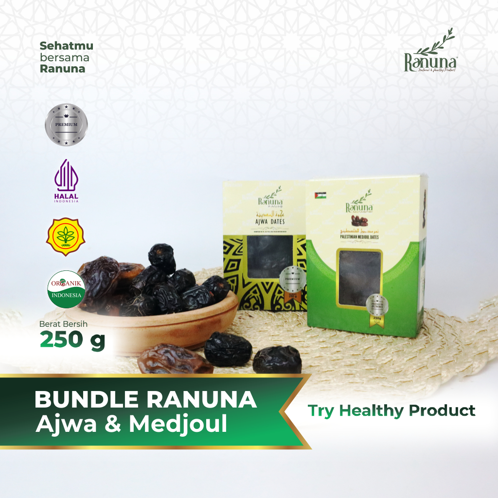 

Ranuna - Bundle Kurma Medjool & Kurma Ajwa 250 Gram Premium Organic High Quality