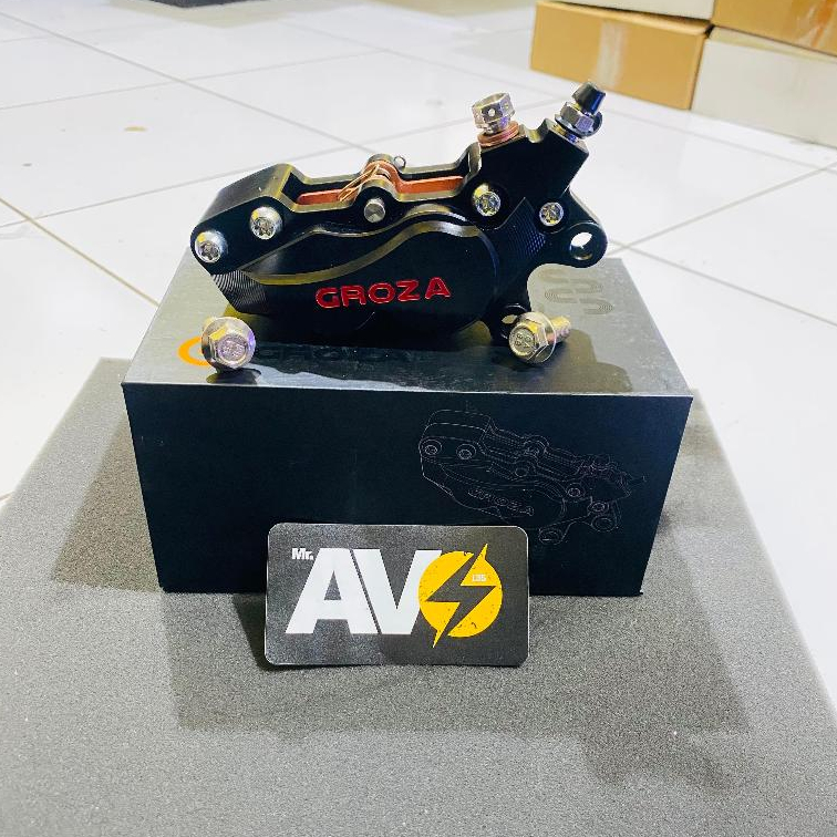 KALIPER GROZA 4P CNC BLACK & SILVER KALIPER REM GROZA 4P KALIPER RX KING