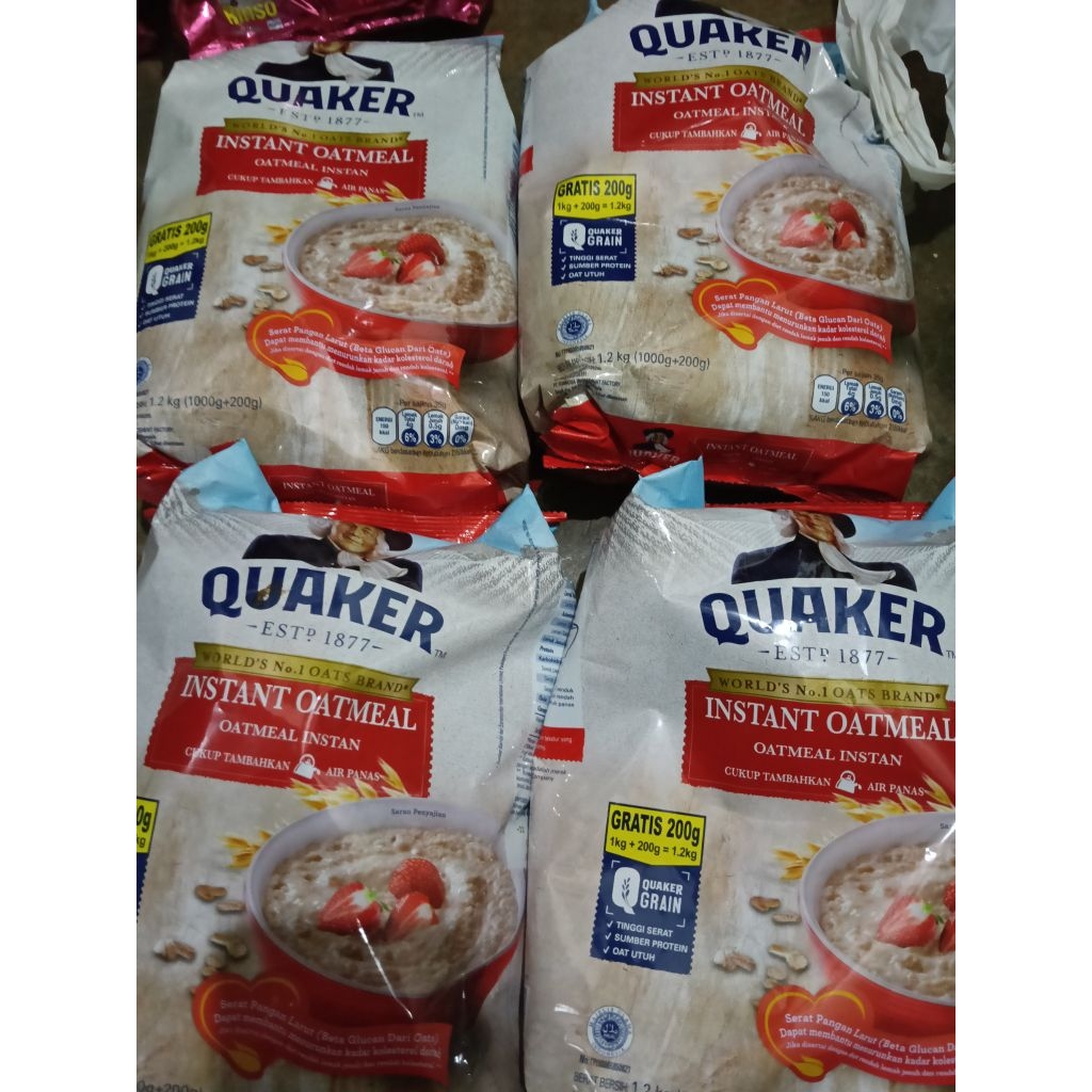

QUAKER INSTANT OATMEAL 1000GR+200GR SEREAL. INSTANT OATMEAL QUAKER 1.2KG. OATMEAL INSTANT QUAKER. QUAKER INSTANT. QUAKER MERAH. QUAKER STRAWBERRY