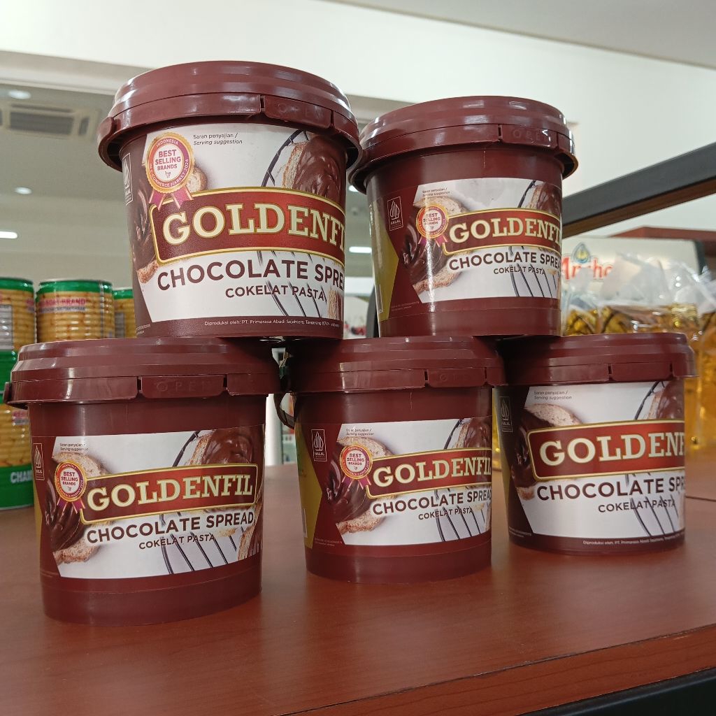 

Goldenfil Chocolate Spread Selai Coklat Creamy 1Kg Topping Filling Kue Roti Cake Cookies Donat Snack
