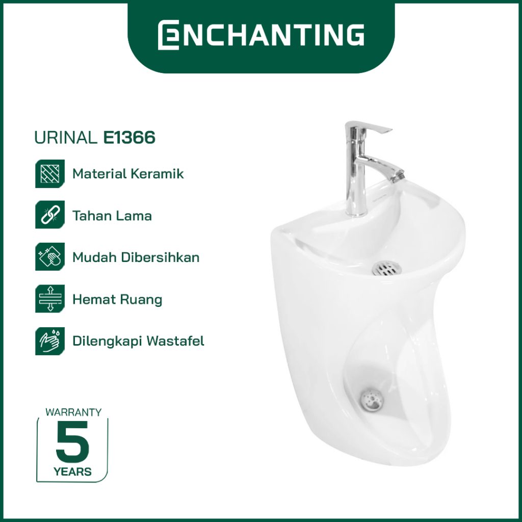 ENCHANTING Urinal Toilet E1366 Complete dengan Keran dan saringan Wastafel Cuci tangan material Cera
